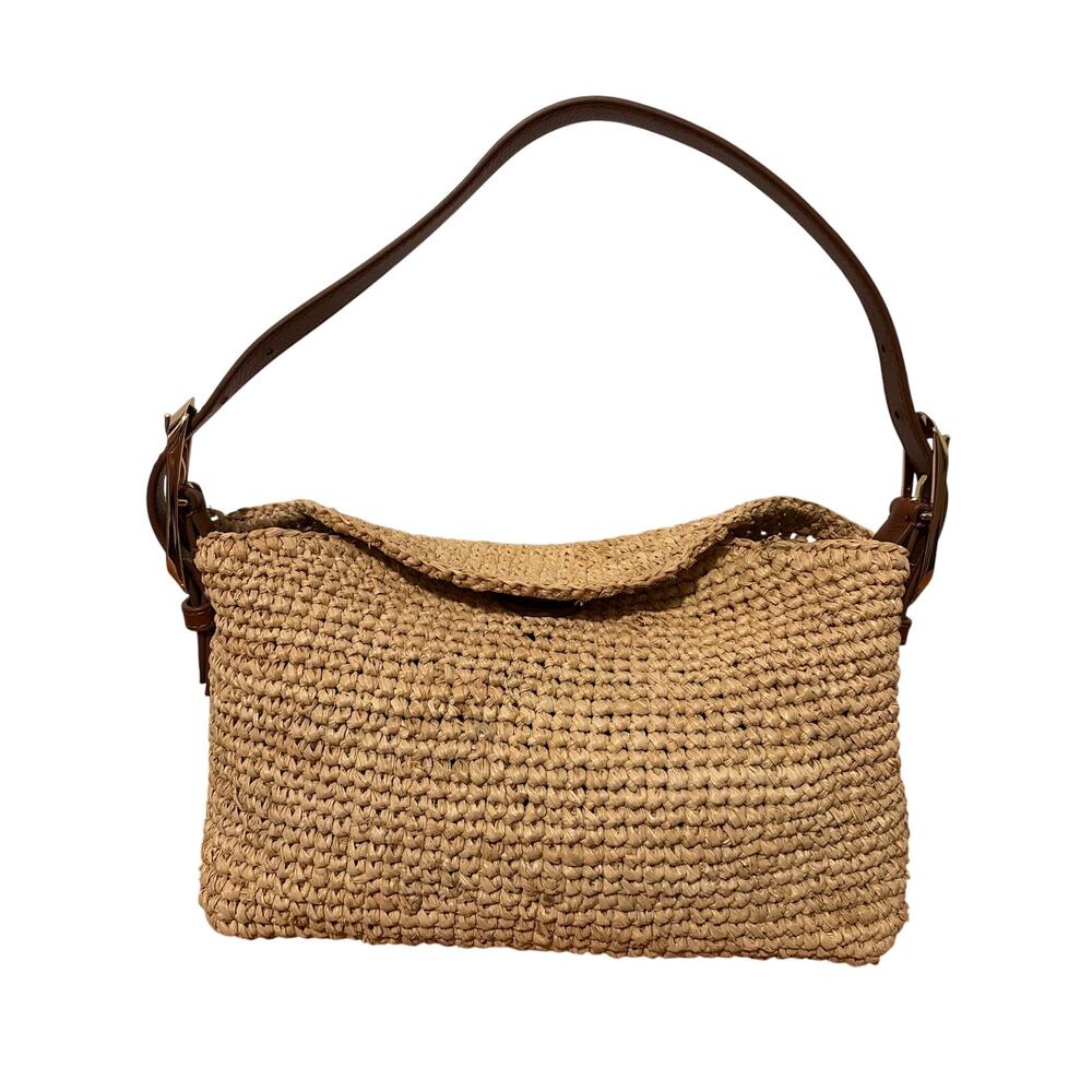 J.Crew Berkeley Small Handknotted Raffia Shoulder Bag Natural NWOT CR882